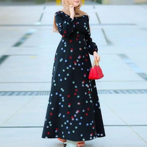 Plus Size Muslim Dress Women Embrodery Dubai Turkish Robe Kaftan Ethnic Long Sleeve Wild Dresses Maxi Abaya Islamic Clothing