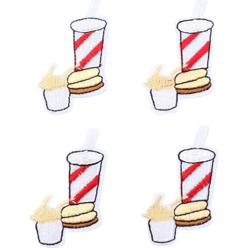 10pcs/lot Embroidery Cartoon Drinks Patch Diy Iron On Foods Appliques on Clothes Jeans Sewing Accessories Handmade Motif Badge