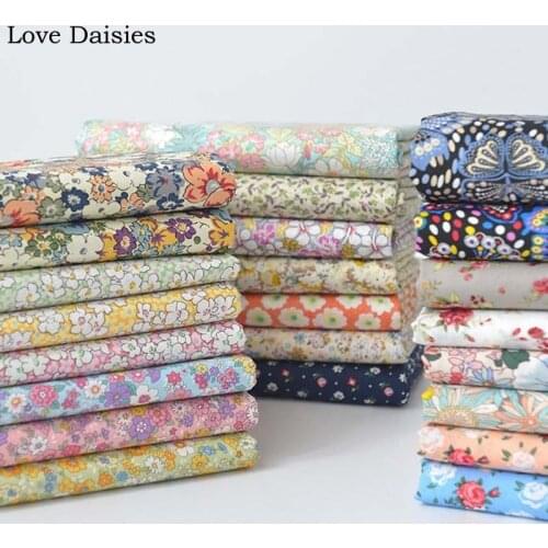 Pastoral Mori Girl Style Fresh Flower Dot Poplin 100% Cotton Plain Fabric for DIY Handmade Summer Dress Shirt Blouse Top Quilt