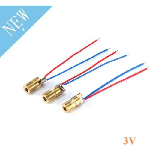 100pcs 650nm 6mm 3V 5mW Laser Dot Diode Module Red Copper Head
