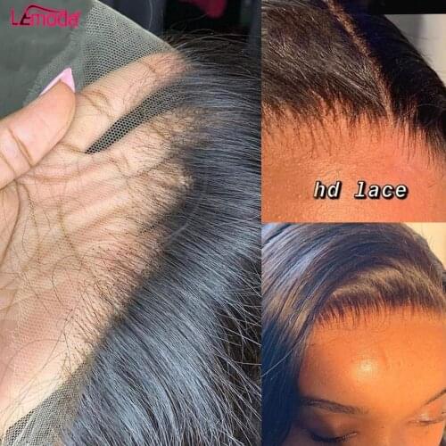 HD Lace Frontal Wig 13x6 Straight Lace Front Wig Pre Plucked Brazilian 180 Density Human Hair Lemoda Remy Transparent Lace Wigs