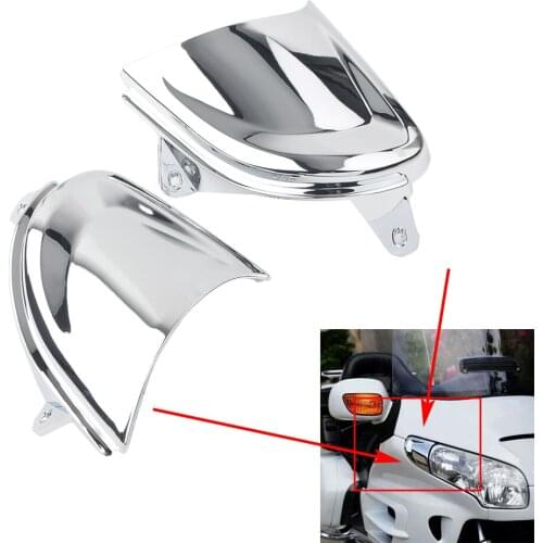 2Pcs Motorcycle Front Headlight Cover Chrome Decoration Parts for Honda Goldwing GL 1800 2001-2005 2006 2007 2008 2009 2010 2011