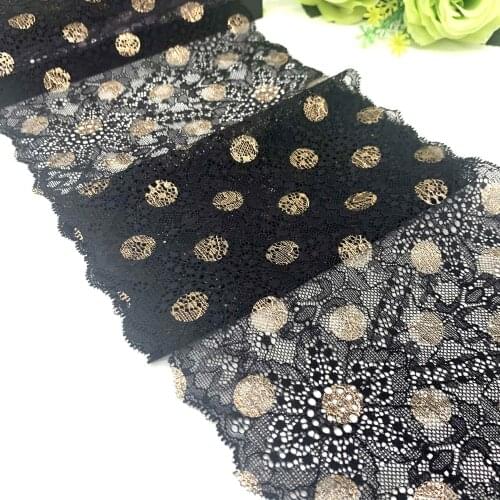 3y/lot Width 19.50cm Black With Foil Elastic Lace Trim Skirt Hem Underwear Sewing Craft DIY Apparel Fabrics Lace For Clothing
