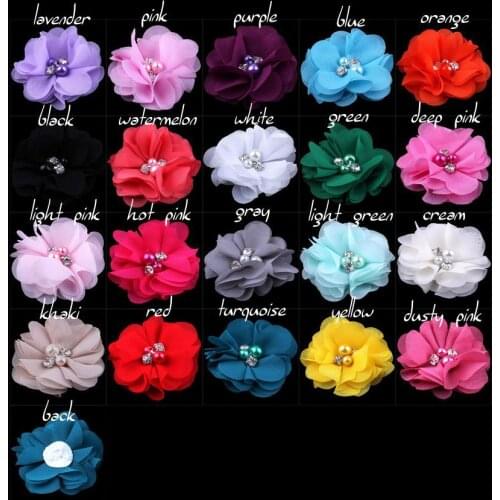 300 pcs/lot , 2" Petite Chiffon Beaded Flowers, Folded Ballerina Tutu Flower for Headbands