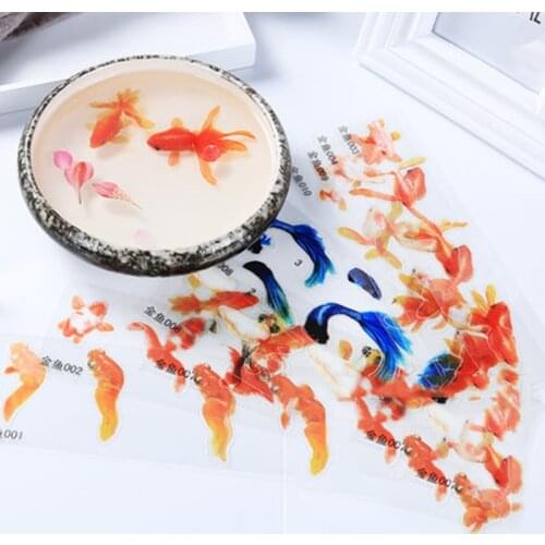 5 Sheets Blue Gold Fish UV Resin Stickers FillDecorative Sticker Fit Silicone Molds DIYMicro Landscape Scrapbooking StickersGift