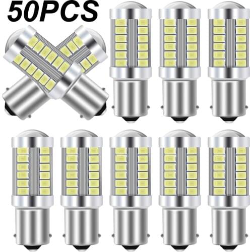 50pcs 1156 BA15S P21W 1157 P21/5W BAY15D BAU15S PY21W LED Car Tail Bulb Brake Lights Reverse Lamp Daytime Running Signal Light