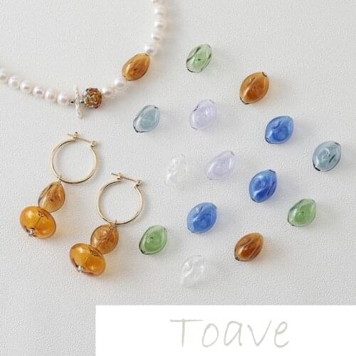 Irregular concave-convex surface olive-shaped straight hole diy hollow glass beads retro ins beaded material accessories