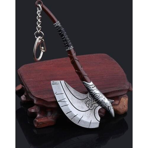 Big Size God Of War Kratos Axe KeyChain Metal Weapon Model Pendant Keyring Men Women Cosplay Jewelry Accessories