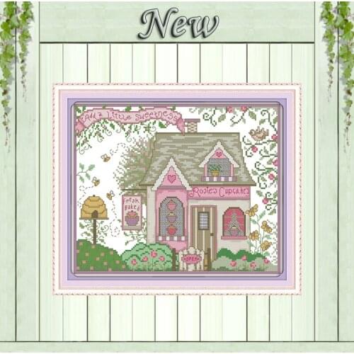 Tea house cartoon decor diy painting counted print on canvas DMC 11CT 14CT Chinese Cross Stitch kits embroidery needlework Sets