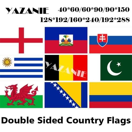 YAZANIE Double Sided England Haiti Slovakia Uruguay Belgium Pakistan Welsh Bosnia and Herzegovina Colombia Flags and Banners