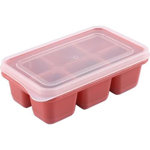 6 Grid Ice Cube Mold With Detachable Lid Square Ice Cube Mold Cake Block Jelly Pudding Chocolate Molds Kitchen Bar Accessories