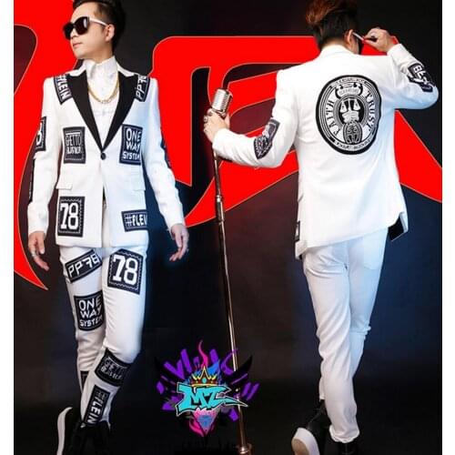 Hot 2021 Men Suits Slim Dj Wool Woolen Plus Size Blazer Mill White Fashion Cloth Suit Coat Singer Stage Costumes For Men Clothes