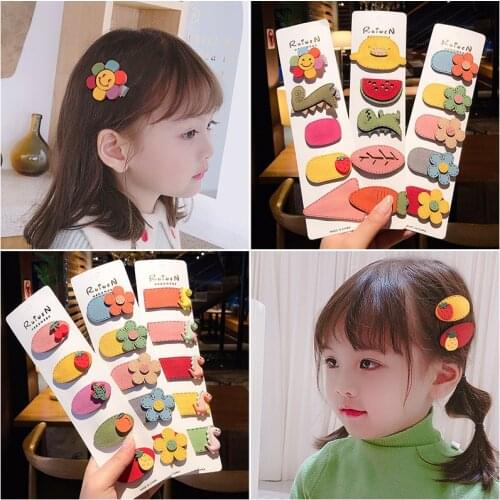 5Pcs/Set Korean Hot Sale Kids Hairclips Sweet Color New Fashion Children Haipins Girls High Quality Hair Accessories For Gifts