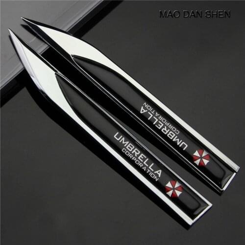 Hot Auto Metal Knife Badges Emblems 3D Sticker For UMBRELLA BLACK chrome Universal