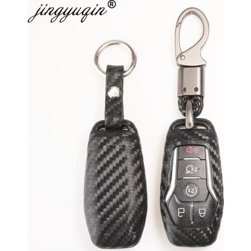 Jingyuqin Soft Carbon Fiber Silicone Auto Key Case Cover For Ford Lincoln Escape Explorer Flex Flex Taurus Fusion Car Styling