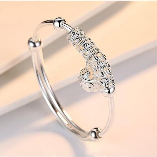 Fashion Charm Artificial Stone Bangle Cuff Bracelet Ball Bell Pendants Women Jewelry Gift For Women Girls