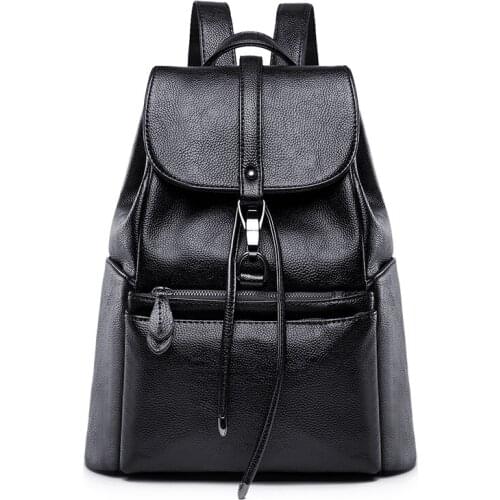 Fashion Womens Travel Backpack 2021 New Blue Cowhide Shoulder Bags Woman Casual High Capacity Black Anti-theft Backpacks Female