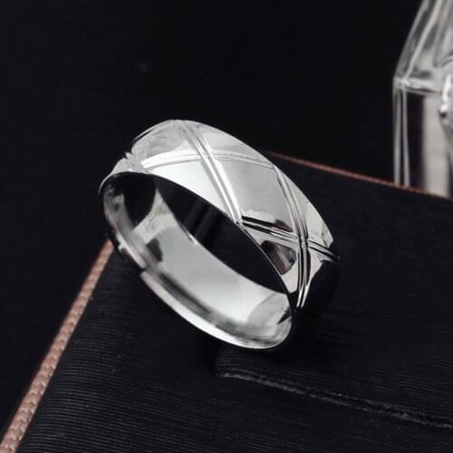 MOREDEAR 8mm Titanium Ring For Men Women Rhombus Pattern Party Vintage Punk Ring