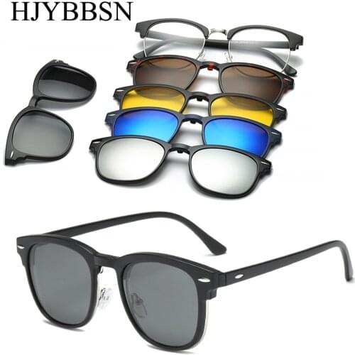 6 In 1 Custom Men Women Polarized Optical Magnetic Sunglasses Clip Magnet Clip on Sunglasses Polaroid Clip on Sun Glasses Frame