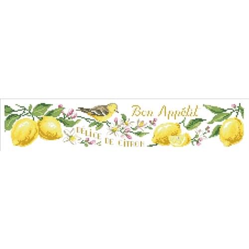 Lemon and bird cross stitch kit flowers design cotton silk thread 14ct 11ct canvas embroidery DIY needlework