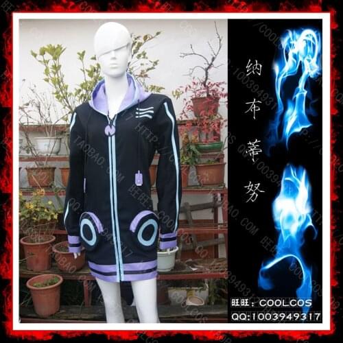 Hyperdimension Neptunia Neptune Purple Heart Black Top Coat Hodie Jacket Cosplay Costume