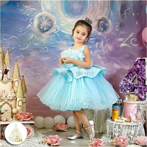 2020 New Cute Flower Girl Dress For Weddings Girls Pageant Gowns Lace Dress Custom Made Kids Birthday Party Gowns