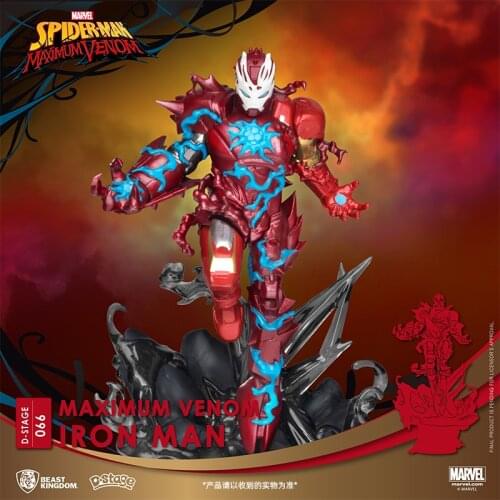 Beast kingdom Marvels Genuine MAXIMUM VENOM IRON MAN Doll Desktop Garage Kits Model Kits Decoration Collection Gift