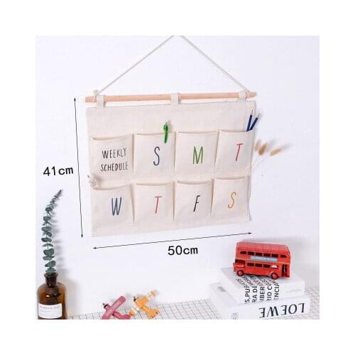 Storage Bag Organizer Sundries Behind The Door Hanging Bag On Walls Cotton And Linen Cloth Dormitory Artifact Mobile Phone Small