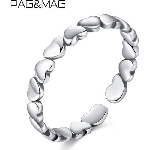 PAG&MAG Forever Love Heart Silver 925 Stackable Finger Ring For Women Wedding 100% 925 Sterling Silver Jewelry 2019 HOT SR0280