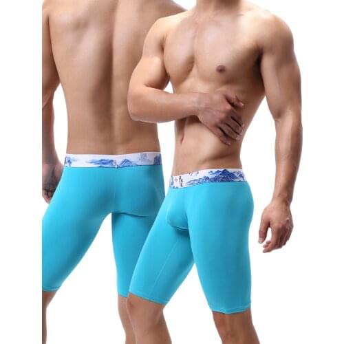 Sexy New Fashion Brand Man Sexy Thin Sheer Polyester Pajama Shorts Gay Male Ice Silk Transparent Sleep Leggings Bottoms