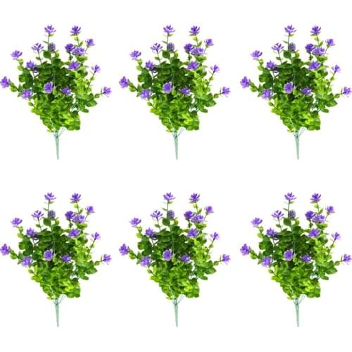 6 Pack Plastic Plants Artificial Flowers 1 Pc Long-lasting Beauty For Garden Home Environmentally Friendly Indoor Bouquets