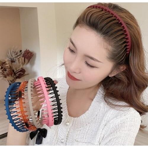 Plastic Hairband Water Ripple Non-slip Bezel Women Girls Headband Sport Hair Hoop Band Ornaments Hair Accessories Bow Headwear