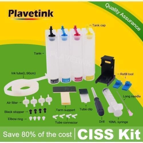 Plavetink Continuous Ink Supply System For Inkjet Printer Ciss DIY Kits Accessaries Tank Replacement for Hp For Canon
