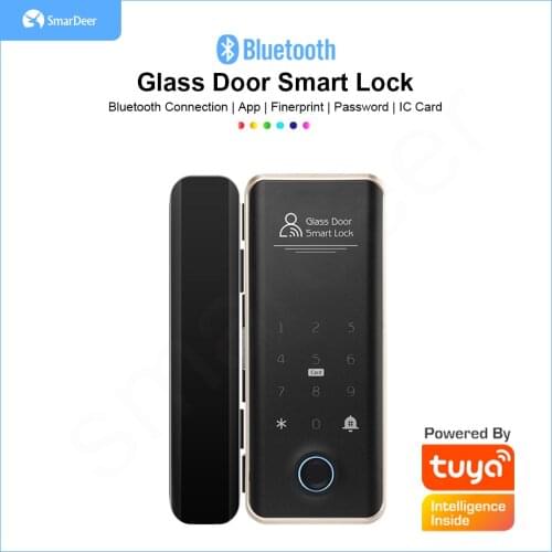SmarDeer Electronic Lock for TTLock Glass Door Biometric Fingerprint Lock RFID Card Code Remote control Phone App Wifi TTLock