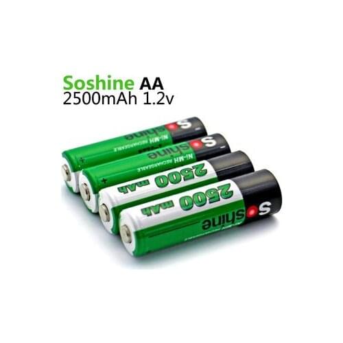 Soshine 2500mAh AA 1.2V Ni-Mh Rechargeable Battery AA NIMH Battery + Battery box
