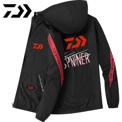 Spring Summer zipper Daiwa Sports Hooded Fishing Clothing Mens Slim Breathable Thin Fishing Jacket Sunscreen Fishing Clothes