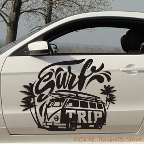 Surf Beach Sea VW Trip Coconut Tree Car Sticker Decal Fuel Tank Cover Door Window Trunk Motorcycle Wall