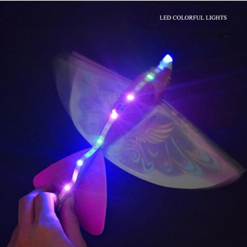 LED luminous electric mini foam hand throwing bird 360 degree circling simulation flapping bird USB charging childrens toy
