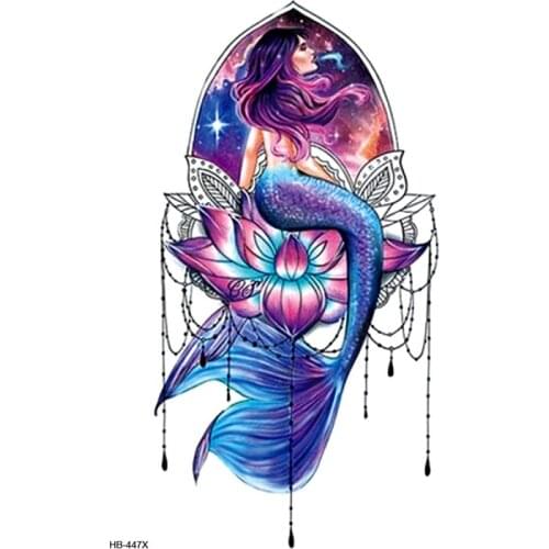 Beauty Mermaid Waterproof Temporary Tattoos Men Ocean beauty Fake Tattoo Body Art Henna Tatoo Sleeve Men Tattoos Tatuajes