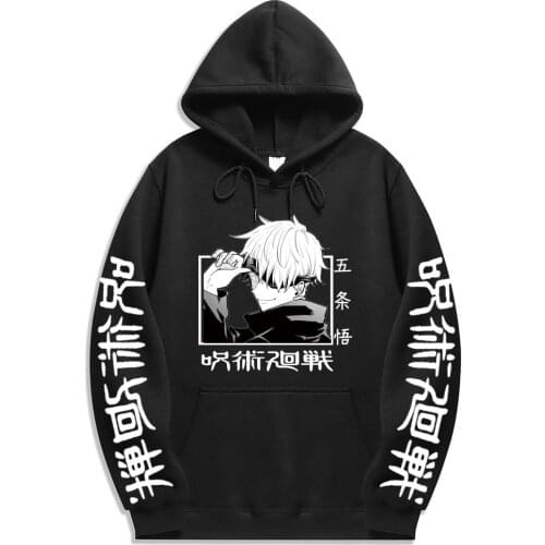 New Japan style Anime Jujutsu Kaisen Gojou Satoru print Hoodies Graphic Men Hoodie Winter Warm Streetwear Harajuku Sweatshirts