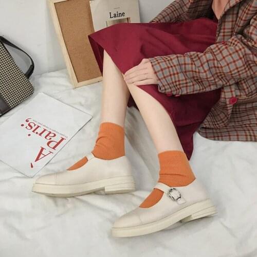 2020 New Fashion buckle strap Breathable Non-slip Casual Shoes Bottom Chunky Shoes Women Round head comfortable Literary U25-12