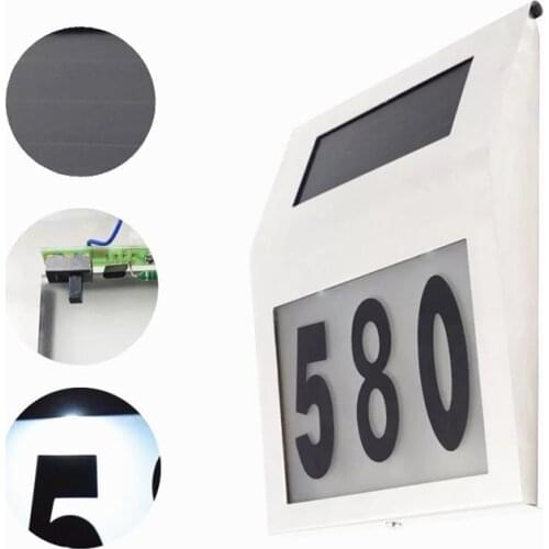 House Number Outdoor LED Solar Light Door Plate Home Address And Letters Waterproof Doorplate