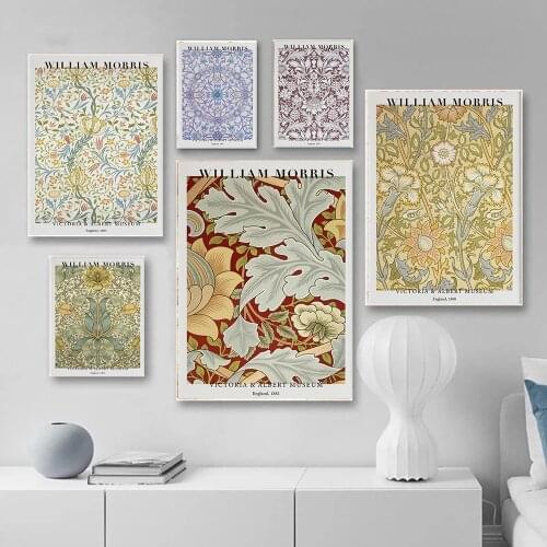 William Morris Floral Botanical Museum Exhibition Canvas Painting Posters and Prints Wall Art Pictures for Living Room Home Deco