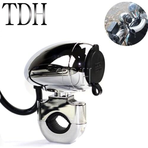 Motorcycle Cigarette Lighter 7/8" 1" Handlebar Mount USB Charger 22mm 25mm Bar Clamp for Honda Suzuki Kawasaki Universal