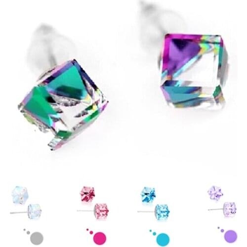 Mutil Color Crystal Stud Earring For Women Square Stone Earrings Outstanding Earing Women Jewelry Gift Brinco