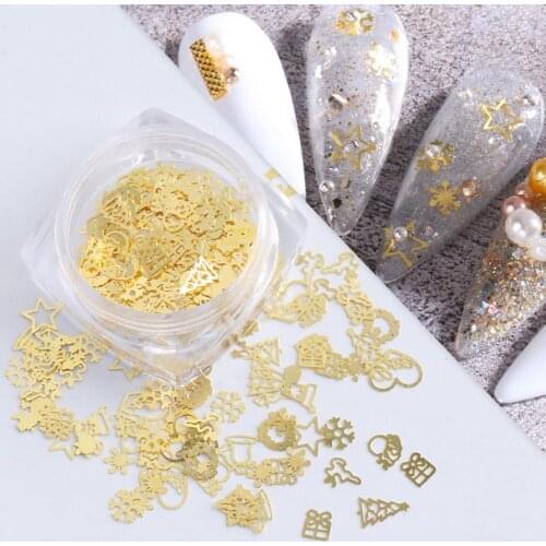 1 Box Nail Rhinestones Studs Christmas Style Nail Art Accessories Shining 3D Nail Glitter Manicure Decor for Nail Design