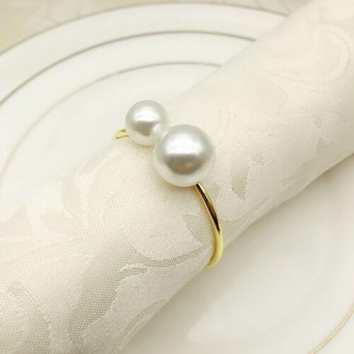 12pcs/lot Creative Personality Pearl Napkin Ring The Cloth Ring Napkin Napkin Buckle Western Buckle Napkin Ring Table Accessory