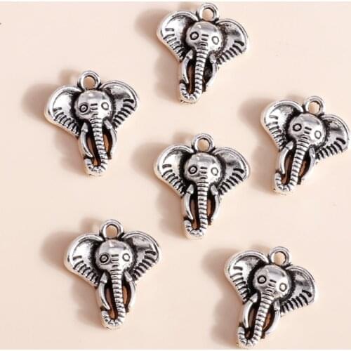 20pcs 16*18mm Trendy Antique Silver Color Elephant Charms Fit Necklaces Pendants Earrings Animals Charms DIY Jewelry Accessories