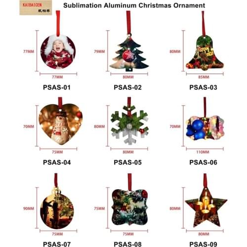 DHL 200pcs/lot Sublimation Blanks Christmas Decoration Metal Pendant for Sublimation Transfer Printing Heat Press Aluminum Plate