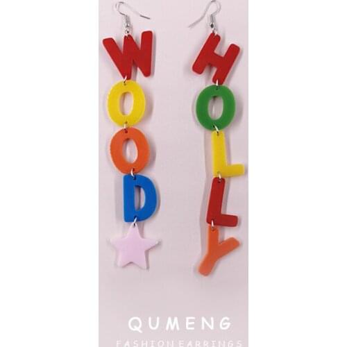 2021 New Design Exaggerates Long Colorful Halloween Letters Star Acrylic Pendant Tassel Earrings Girls Party Holiday Jewelry